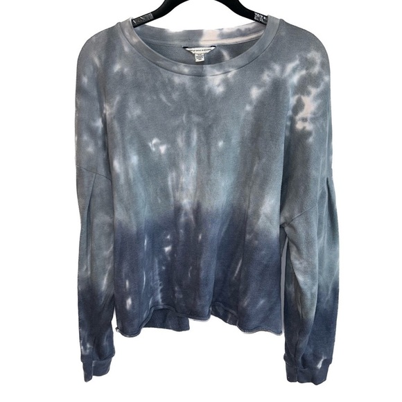 American Eagle Shirt Cropped Dolman Sleeve Ombré Split Tie Dye Pullover Crewneck - Picture 1 of 8